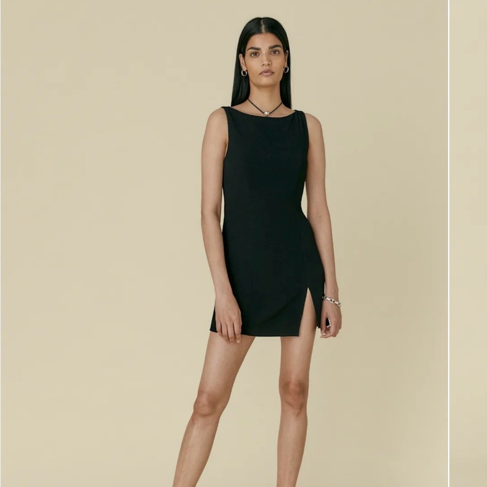 Reformation NWT Stanley Black Mini Dress with Side Slit Size 4